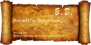 Bordán Dorottya névjegykártya